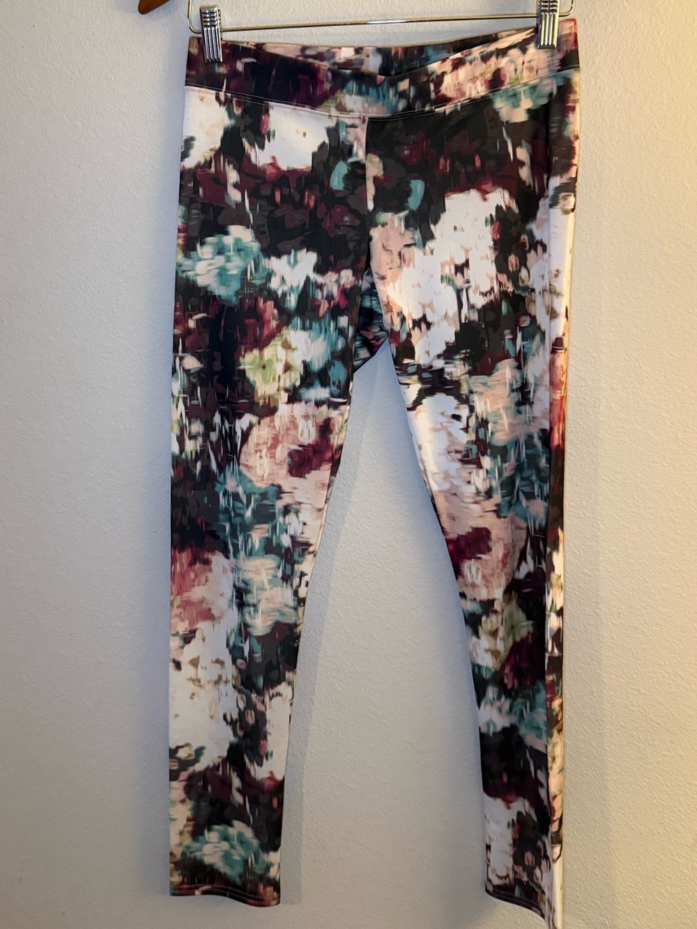 Abstract Print Leggings - White Multicolor